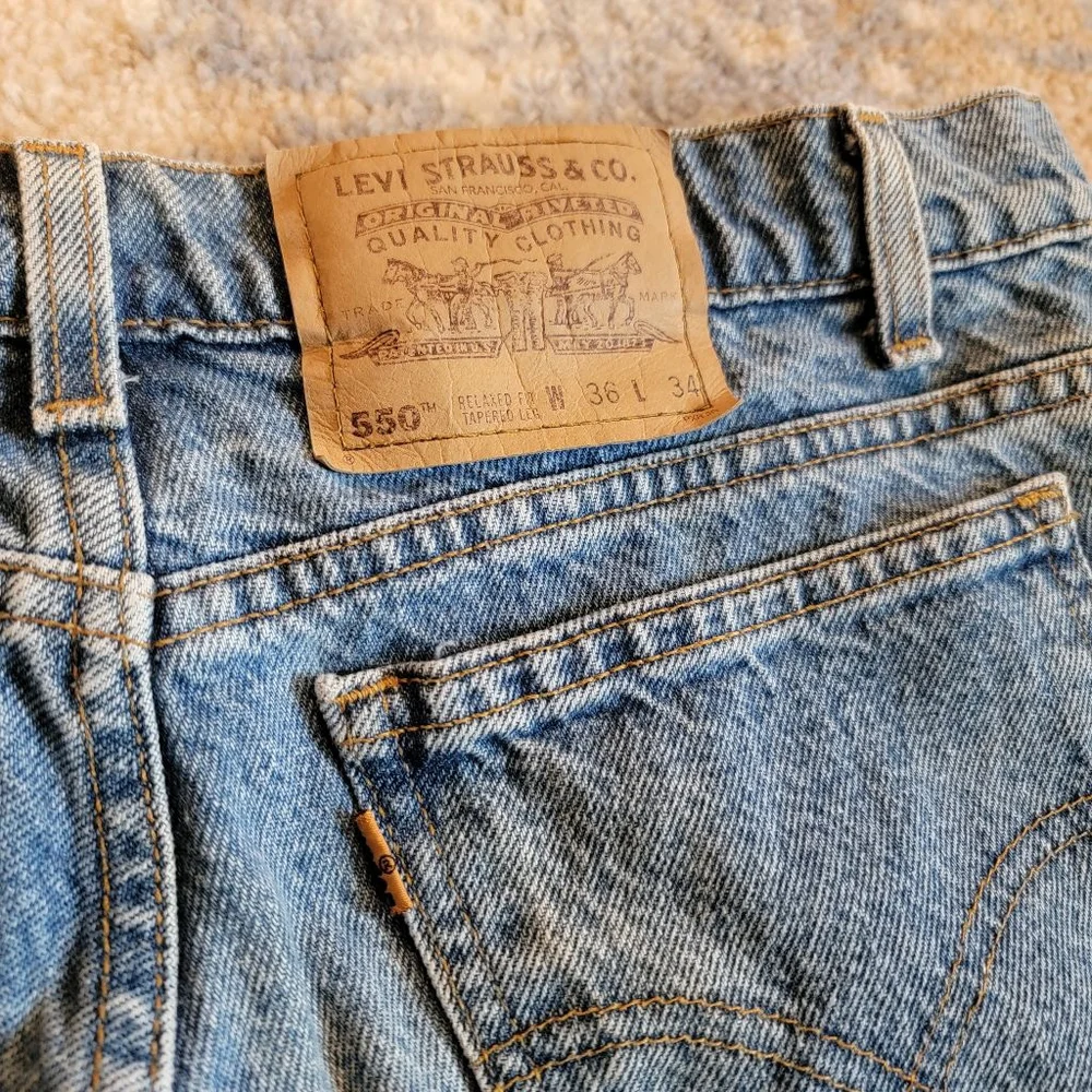 Vintage Mens Levi's 550 Relaxed Fit Tapered Leg Orange Tab Acid Wash 36x34
